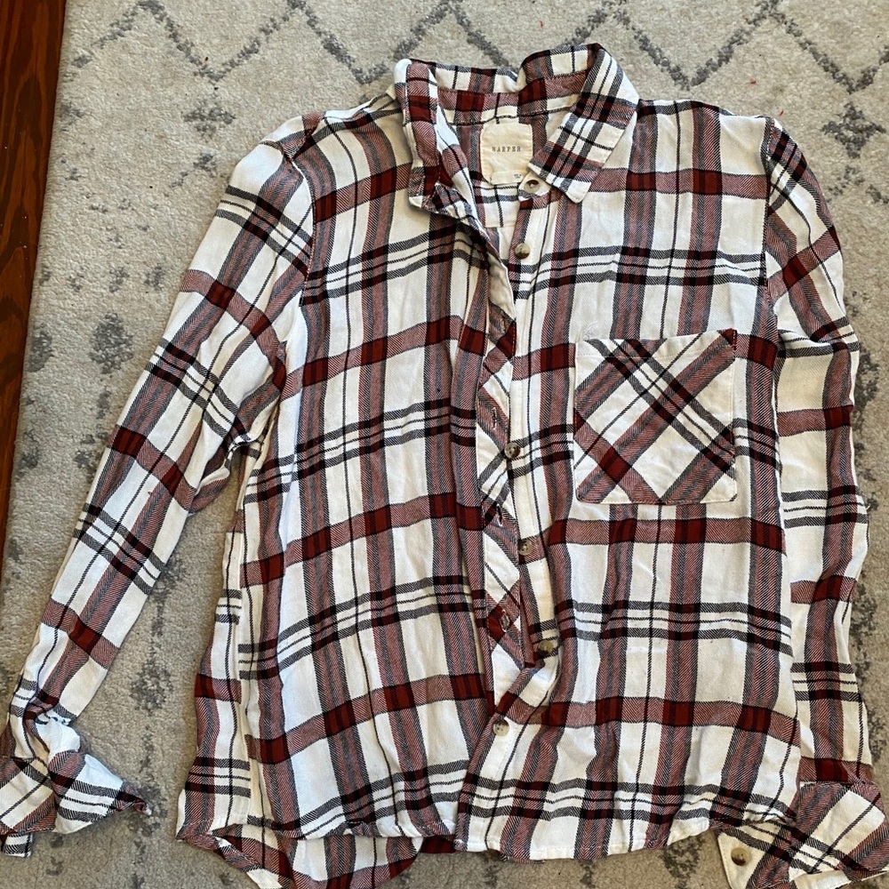 Harper Red & White Flannel Button Up
